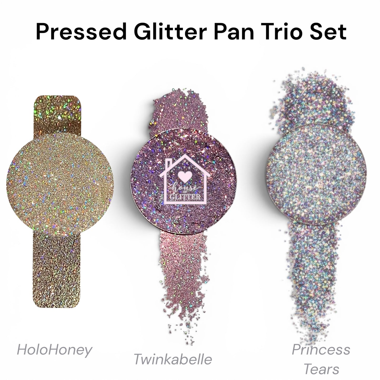 Pressed Glitter Holo Trio Set | GlitterEyes Silky Pressed Glitter Eyeshadow Pan Only